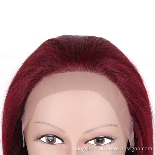 Premium natural remy Brazilian ombre red human hair wigs with highlights for white women